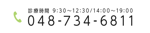 受付時間 9:30～12:30/14:00～19:00 048-734-6811